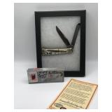 Case Trapper Natural Bone Handle Etched V-42 COA