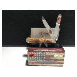 Case Trapper Orange Bone Handle #004