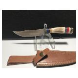 Custom Damascus Steel Knife Horn Handle