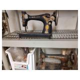 2 Singer Cast Iron Sewing Machines & More