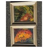 2 Framed, textured abstract paintings