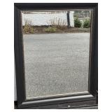 Black and silver beveled wall mirror