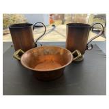 Copper Mugs & Bowl +++