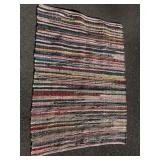 Multi-colored striped Chindi rag rug