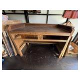 Vtg 2 Person wooden School Desk