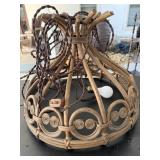 Vtg MCM Rattan & Bamboo Chandelier