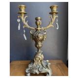 VTG Ornate Three-Light Brass Candelabra with