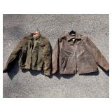 2 Vtg brown suede leather jackets.