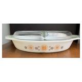 VTG Pyrex Town & Country Divided Casserole Dish