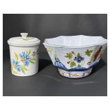 Ceramic Fruit Bowl & Cannister w/Lid