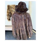 Brown Fur Coat, Hat, & Scarf