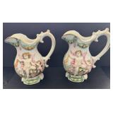 Vintage Italian Capodimonte-Style Cherub Pitchers