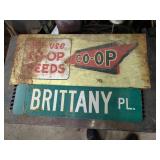 Metal Co-Op and Brittany Place Signs