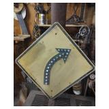 Vintage Right Turn Glass Marble Type Sign