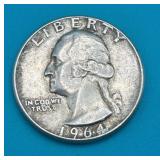 1964 Washington 90% Silver Quarter Dollar