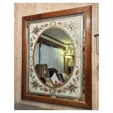 Decorative Framed Mirror with Floral Design