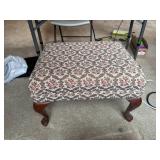 Rectangular Upholstered Footstool With Wood Legs