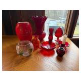Red and Decorative Glass Pieces