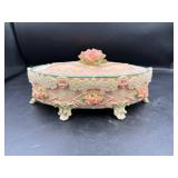 Decorative Oval Jewelry Box with Floral Design