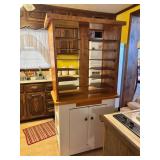 Wood And White Rolling Storage Cabinet