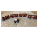 Cast Iron Train Set with Engine and Cars