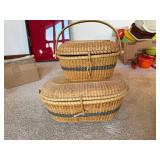 Two Woven Baskets with Handles