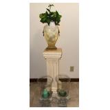 Decorative Vase, Pedestal, and Candle Holders