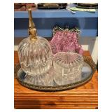 Crystal Glass Trinket Dish and Accessories