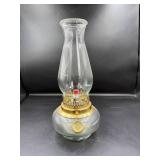 Dine-Aglow Glass Oil Lamp with Brass Accents
