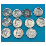 11 Kennedy Half Dollar Coins (1970s)