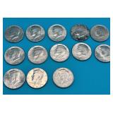 13 Kennedy Half Dollar Coins (1980s)
