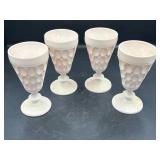 4 White Hobnail Goblets