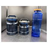 Blue Glass Jars and Container