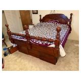 Wood Bed Frame With Storage and Mattress
