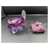 Purple Glass and Gem Figurines Set
