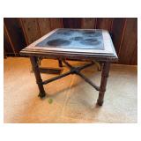 Wood and Glass Square Side Table