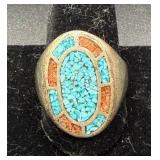 Sterling Silver Ring with Turquoise Inlay