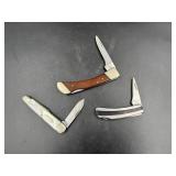 Three Pocket Knives with Mixed Materials