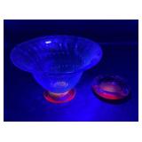 Blue and Red Glass Bowl with Cadmium Base