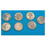Seven U.S. Presidential Dollar Coins
