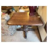 Wooden Side Table With Pedestal Base