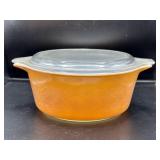 Vtg. Light Brown Pyrex Floral Covered Casserole Di