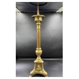 Tall Brass Candle Holder With Decorative Base