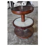 Mahagony & Glass 3 Tier Side Table