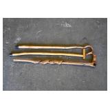 Set of 3 Hand Carved Wooden Canes