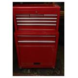 Red Metal Rolling Tool Box with Bench Top