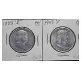 1948 P & D Franklin Half Silver Dollars