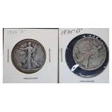 1935 S & D Walking Liberty Silver Half Dollars