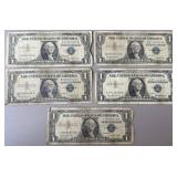 5pc $1 US Silver Certificates