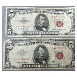 2pc $5 US Red Seal Notes